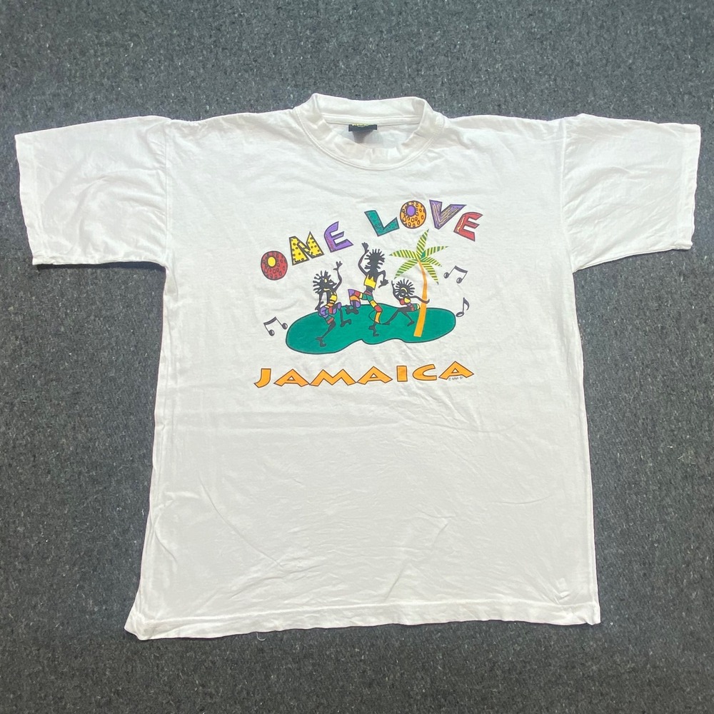 Sun Island One Love Jamaica Shirt L White Vintage 2001 Roots Rock Reggae Graphic